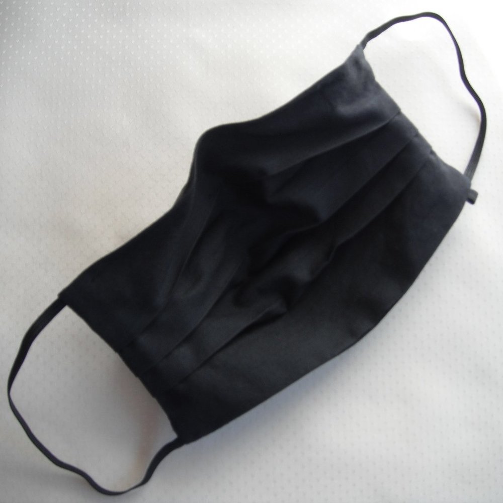 3-Pcs Handmade Face Mask 2 Fabric Layers Nose Wire Black Adult Washable Reusable